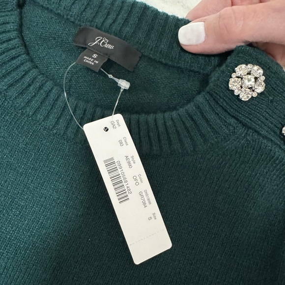 J.Crew Crewneck Sweater with Jeweled Buttons Size Small NWT - Picture 5 of 9